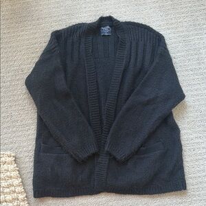 Abercrombie & Fitch Cozy Black Open-Front Knit Cardigan